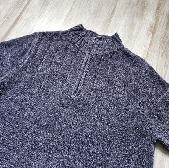 Karen Scott Blue 1/4 Zip High neck Sweater Long Sleeve Stretch Warm Petite Med - Picture 2 of 6